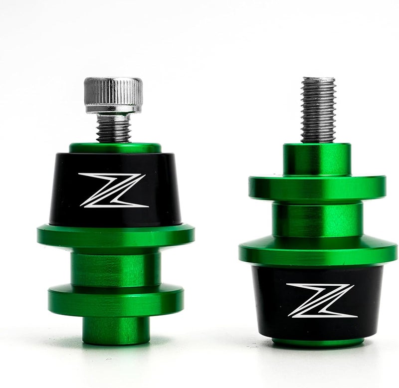 MOWOK Motorcycle M8 Swing Arm Spools Sliders CNC Swing Arm Stand Screw Swingarm Stand Paddock Compatible for Kawasaki Z900 Z650 Z400 Z500 Z800 Z1000 Z1000SX Z1000R ZX-6R ZX-10R Z 500 900 (Green) - Image 1
